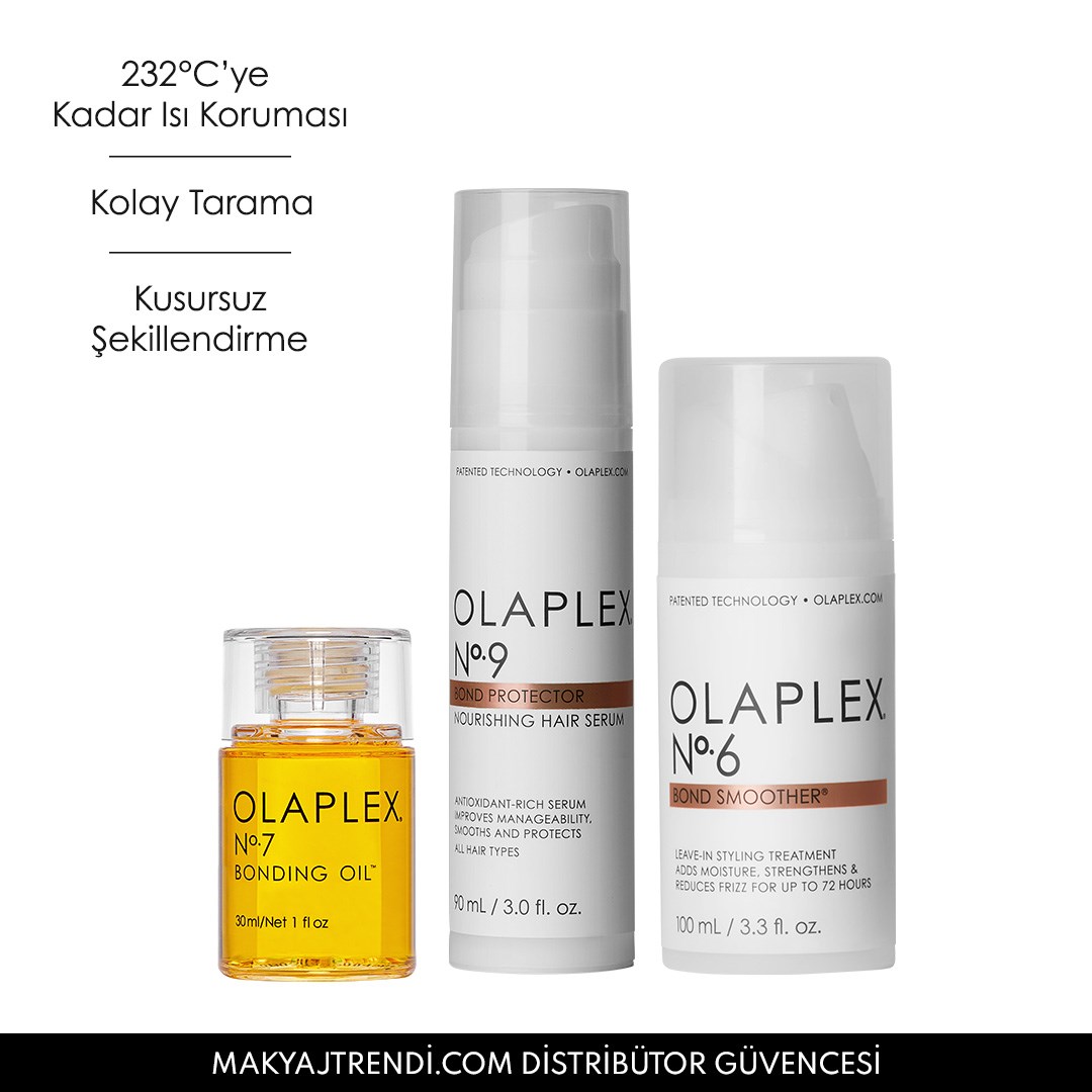 OLAPLEX - ANTI-FRIZZ TRIO - Elektriklenme Karşıtı Nemlendirici & Bağ Güçlendirici Üçlü Set