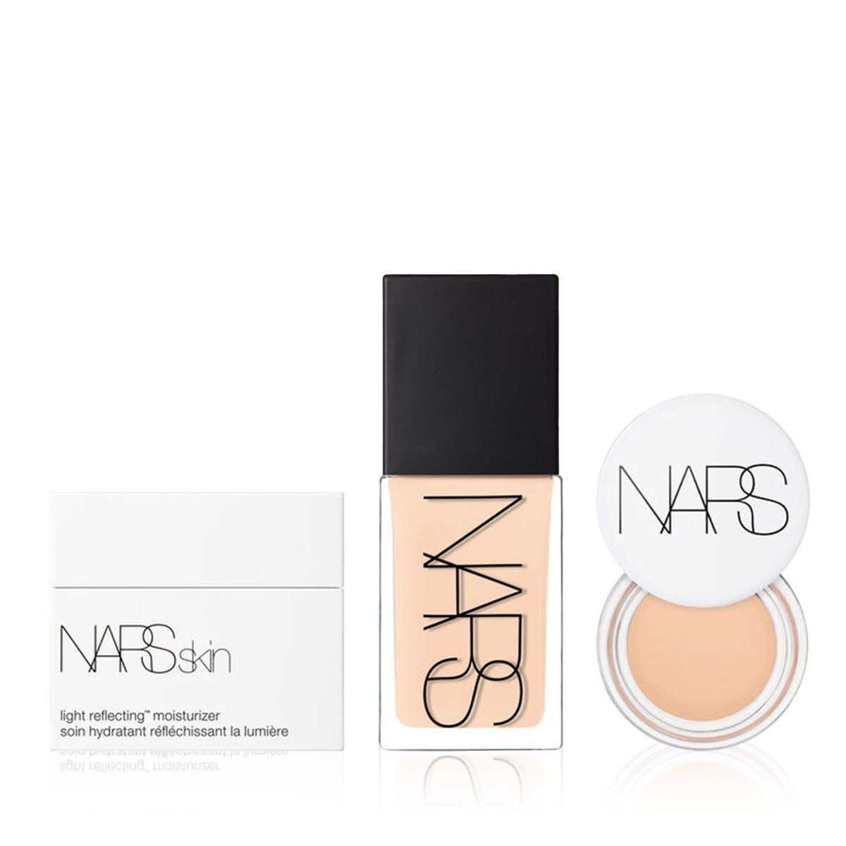 NARS - LIGHT REFLECTING™ ESSENTIALS BUNDLE - Cildin Işıltısını Ortaya Çıkaran Nemlendirici & Fondöten &Kapatıcı Seti