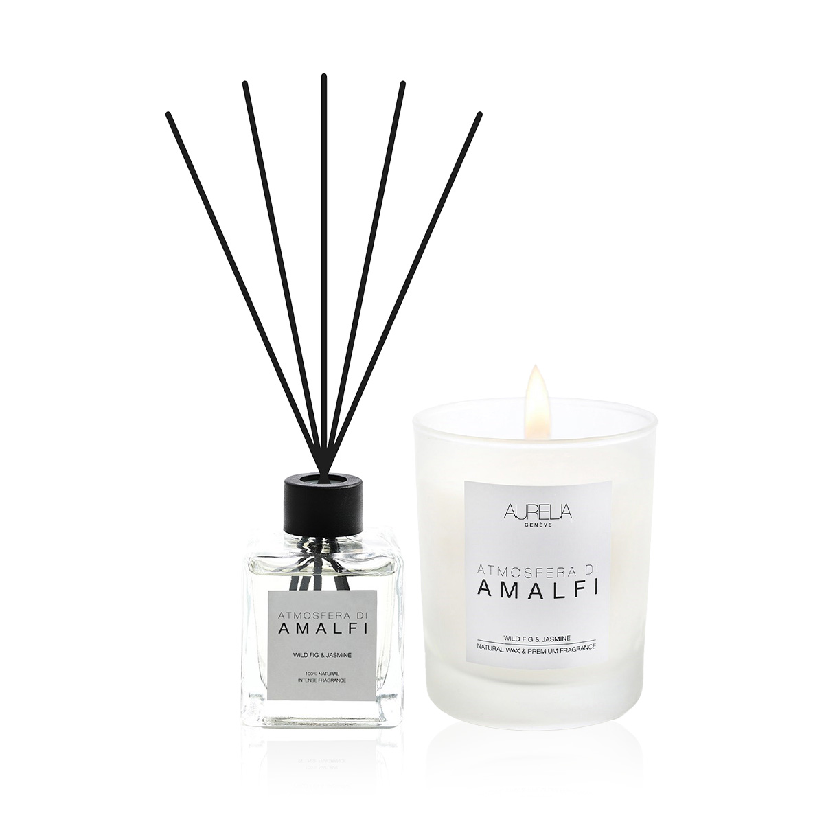 AURELIA GENÈVE HOME - AMALFI HOME ESSENTIAL SET - İncir ve Yasemin Kokulu Mum & Çubuklu Oda Kokusu Seti