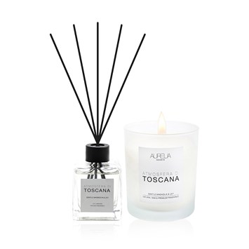 AURELIA GENÈVE HOME - TOSCANA HOME ESSENTIAL SET - Manolya ve Zambak Kokulu Mum & Çubuklu Oda Kokusu Seti