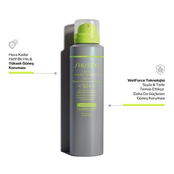 SHISEIDO - SPORTS INVISIBLE PROTECTIVE MIST SPF50+ - Suya, Tere Dayanıklı Transparan Güneş Koruyucu Sprey SPF50+ (Yüz ve Vücut)