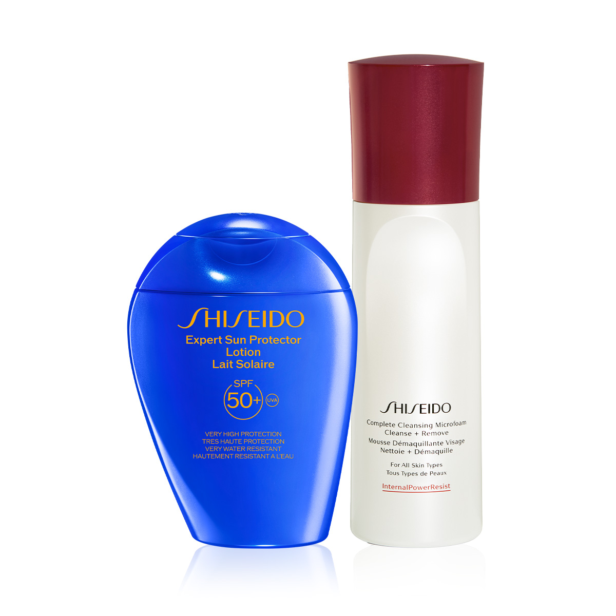 SHISEIDO - PERFECT SPF PROTECTOR LOTION & COMPLETE CLEANSING SET - Suya, Isıya Dayanıklı Güneş Koruyucu Losyon SPF50+ ve Çift Etkili Temizleyici Köpük Seti