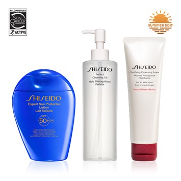 SHISEIDO - SPF PROTECT SPF50+ & DOUBLE CLEANSE SET - Güneş Koruyucu Losyon SPF50+ ve Çift Aşamalı Cilt Temizleme Seti