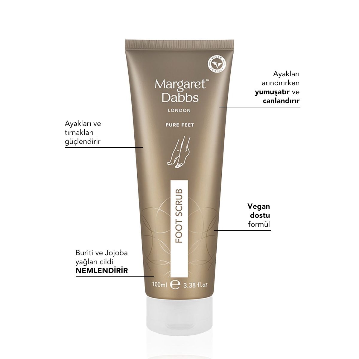 MARGARET DABBS LONDON - PURE NATURAL FOOT SCRUB - Ayakları Yumuşatan, Canlandıran ve Pürüzsüzleştiren Peeling