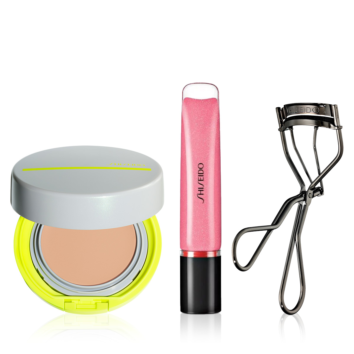 SHISEIDO - GLOW & BOOST ESSENTIAL TRIO - Güneş Koruyucu Kompakt BB Krem, Lip Gloss & Kirpik Kıvırıcı Seti