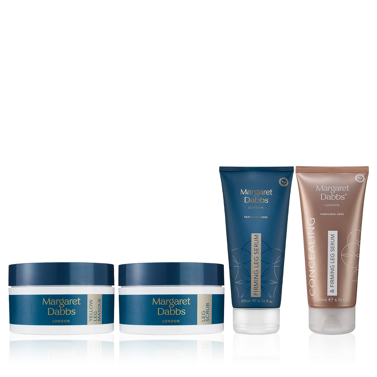 MARGARET DABBS LONDON - FABULOUS LEG CARE SET - Kapatıcı Etkili, Sıkılaştırıcı Serum & Pürüzsüzleştirici Bacak Peelingi & Parlatıcı Etkili Bacak Maskesi Seti