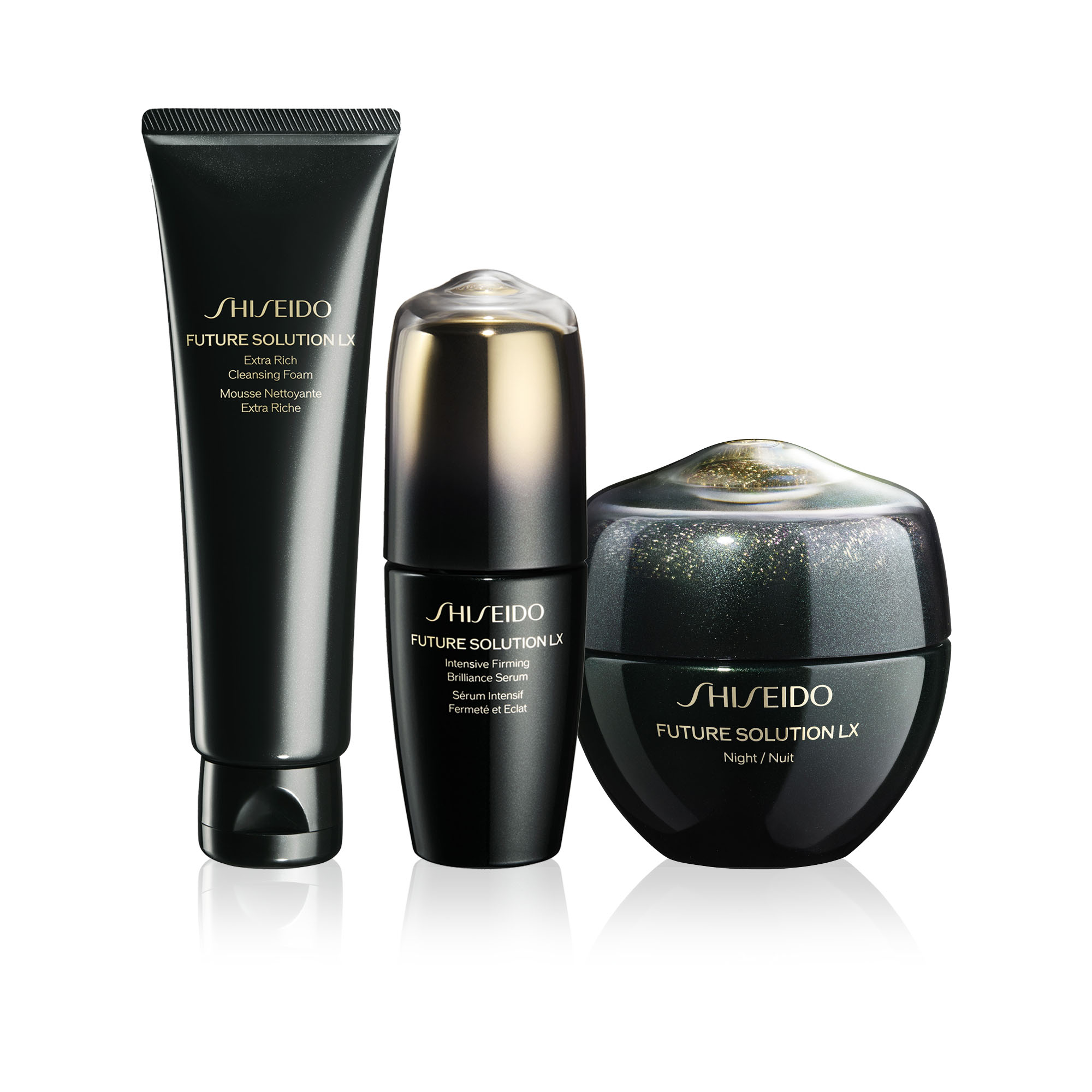 SHISEIDO - FUTURE SOLUTION LX MIDNIGHT RENEWAL SET - Lüks Temizleme Köpüğü, Yaşlanma Karşıtı ve Sıkılaştırıcı Etkili Serum ve Gece Kremi Seti
