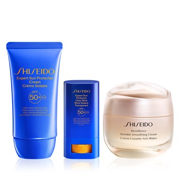 SHISEIDO - 24-HOURS SUN PROTECTION & ANTI-AGING TRIO - Kırışıklık Onarıcı Nemlendirici, Güneşe Karşı Etkili Şekilde Koruyan Stik ve Krem Seti