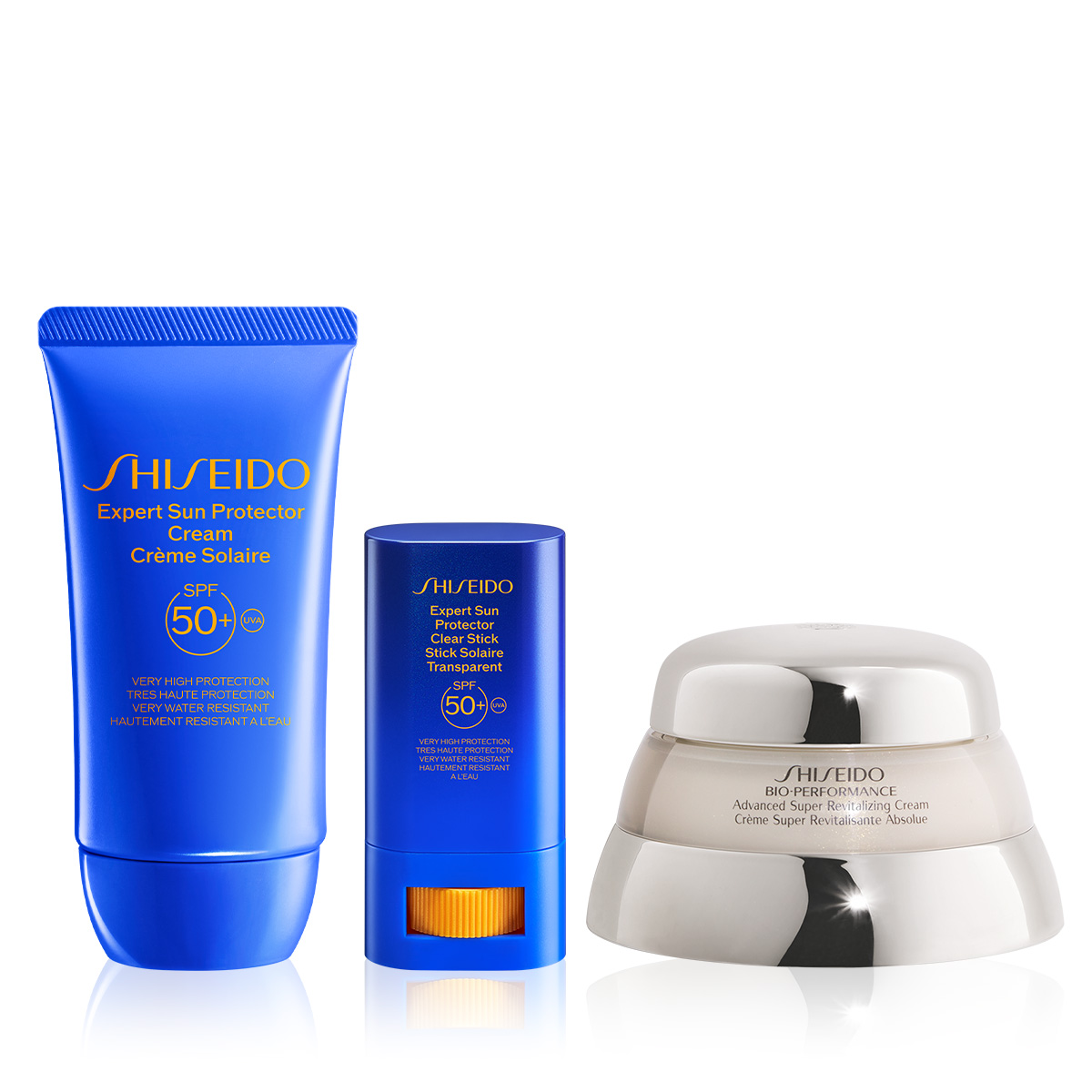 SHISEIDO - 24-HOURS SUN PROTECTION & REVITALIZING TRIO - Hyalüronik Asit İçeren Yaşlanma Karşıtı Nemlendirici, Güneşten Koruyan Stik ve Krem Seti