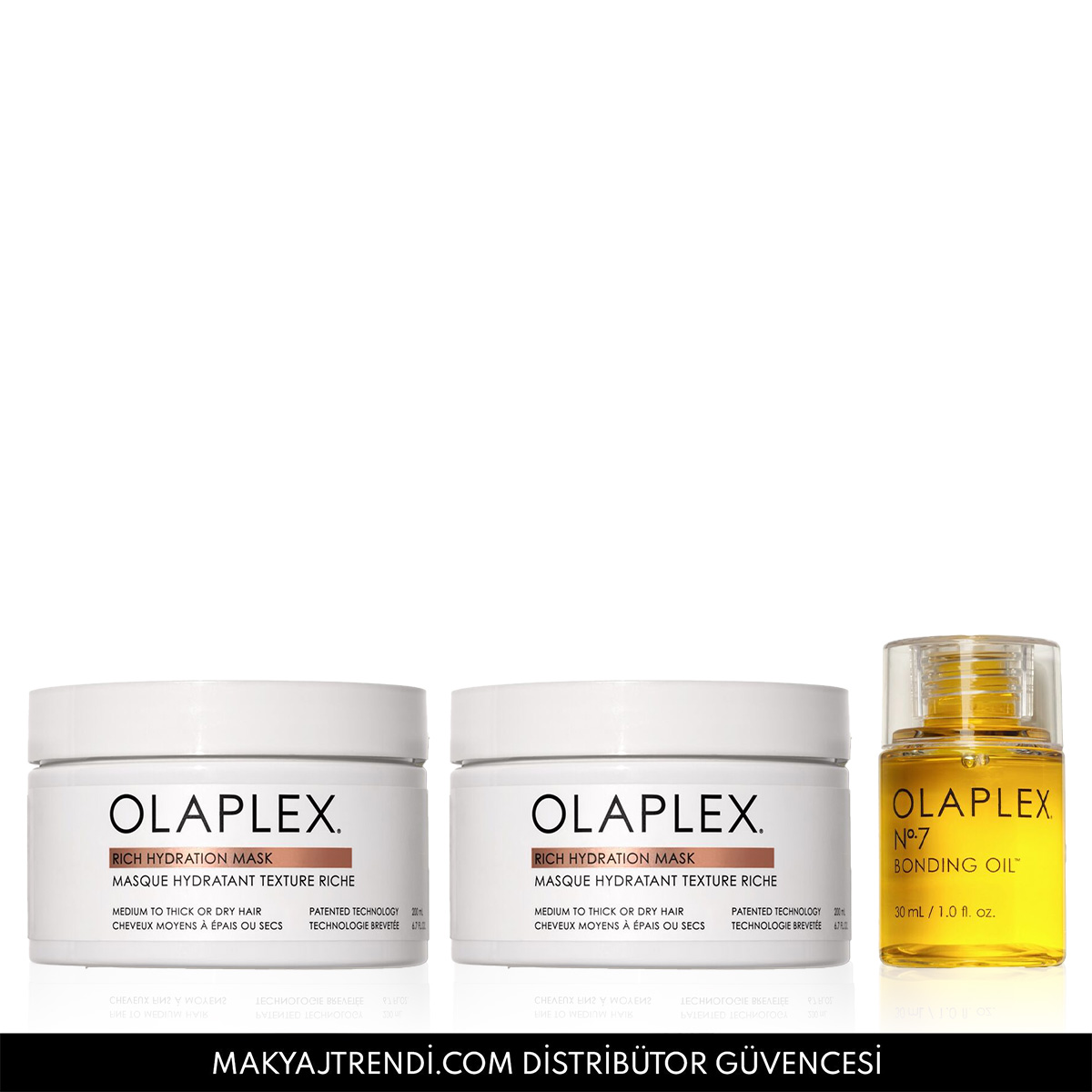 OLAPLEX - DOUBLE THE MOISTURE TREATMENT KIT - Kalın Telli Saçlar İçin Bağ Güçlendirici Bakım Yağı & İkili Yoğun Nemlendirici Maske Seti