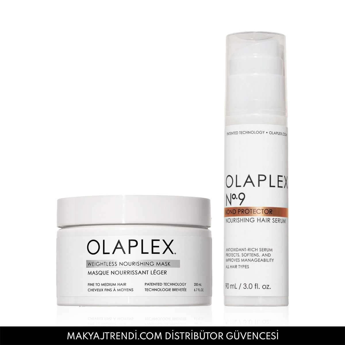 OLAPLEX - FINE HAIR AFTER SHAMPOO TREATMENT KIT - İnce Telli Saçlar İçin Bağ Güçlendirici Besleyici Saç Serumu & Besleyici Maske Seti