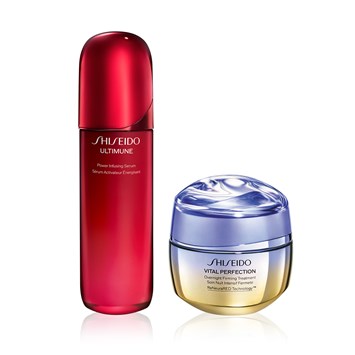 SHISEIDO - ULTIMUNE & VITAL PERFECTION OVERNIGHT REPAIR ROUTINE - Cildi Sıkılaştıran Gece Kremi & Cilt Savunmasını Güçlendiren ve Yaşlanmayı Yavaşlatan Serum Seti 