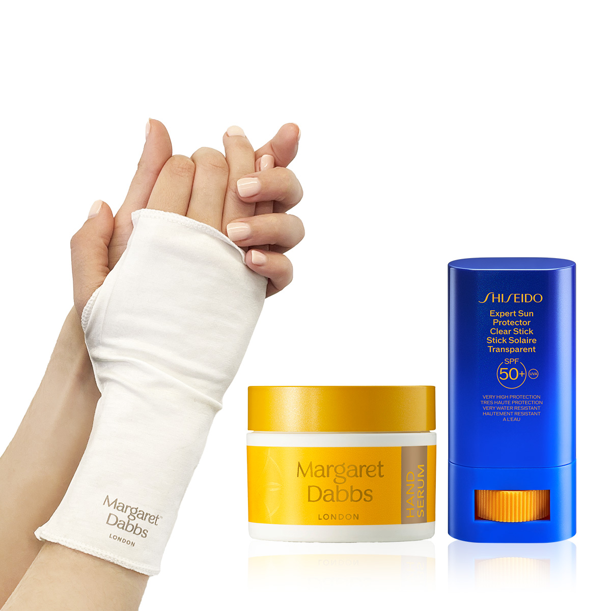 MARGARET DABBS LONDON - PURE MANICURE ESSENTIALS SET - Yaşlanma Karşıtı El Serumu & Lüks Bakım Eldiveni & Güneş Koruyucu Stik Seti