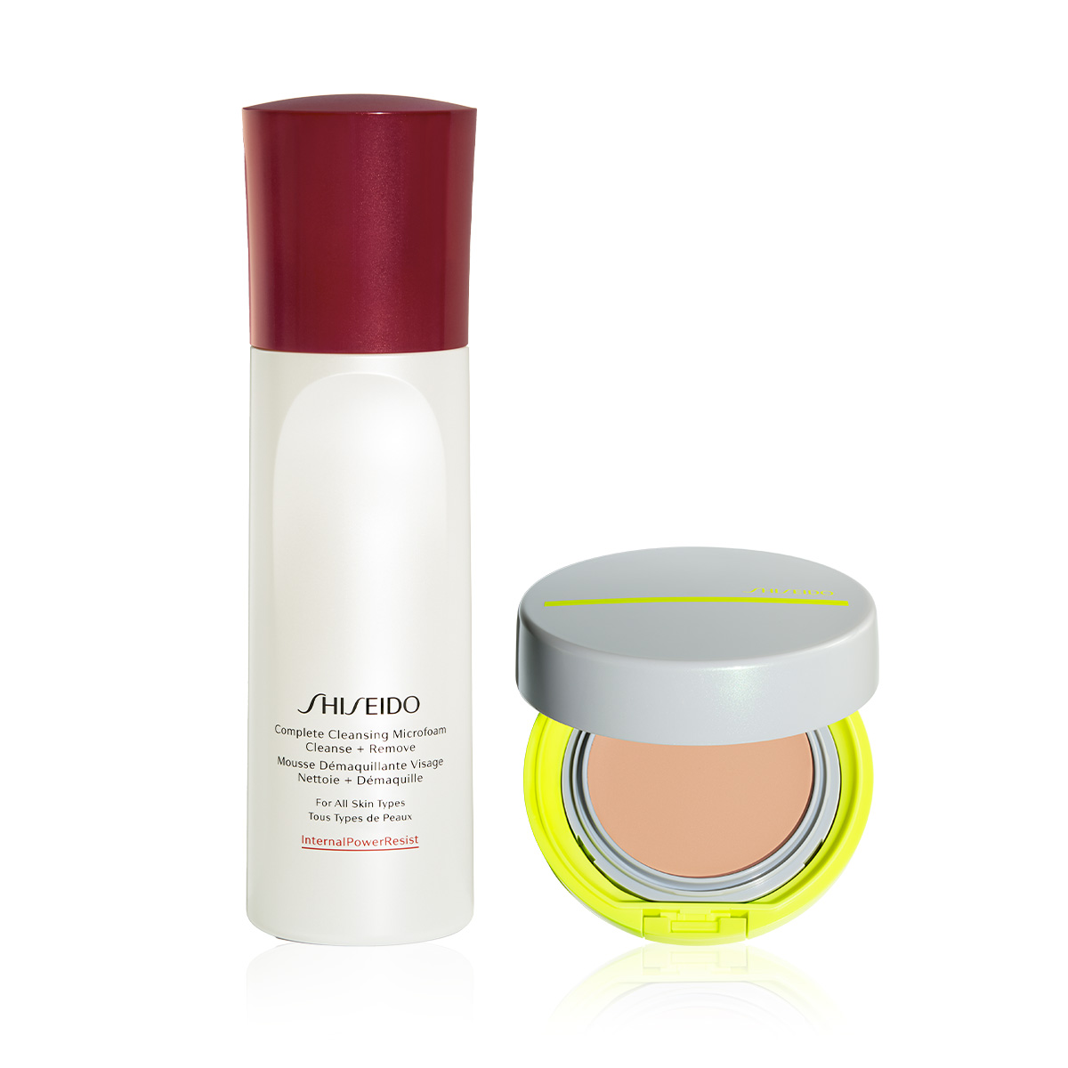 SHISEIDO - SUN DEFENCE & CLEANSE DUO - Güneş Koruyucu Kompakt BB Krem & Nemlendiren Cilt Temizleyici Köpük Seti