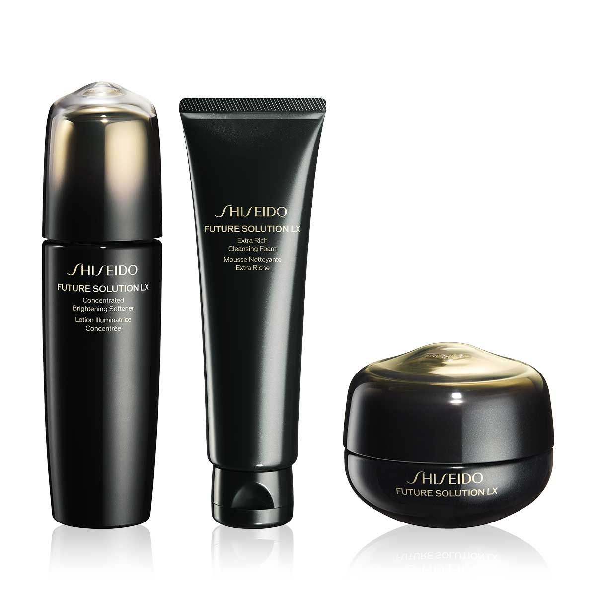 SHISEIDO - FUTURE SOLUTION LX ADVANCED FULL-REGENERATION SET - Lüks Temizleme Köpüğü, Pürüzsüzleştiren Lüks Losyon & Göz ve Dudak İçin Lüks Bakım Kremi Seti