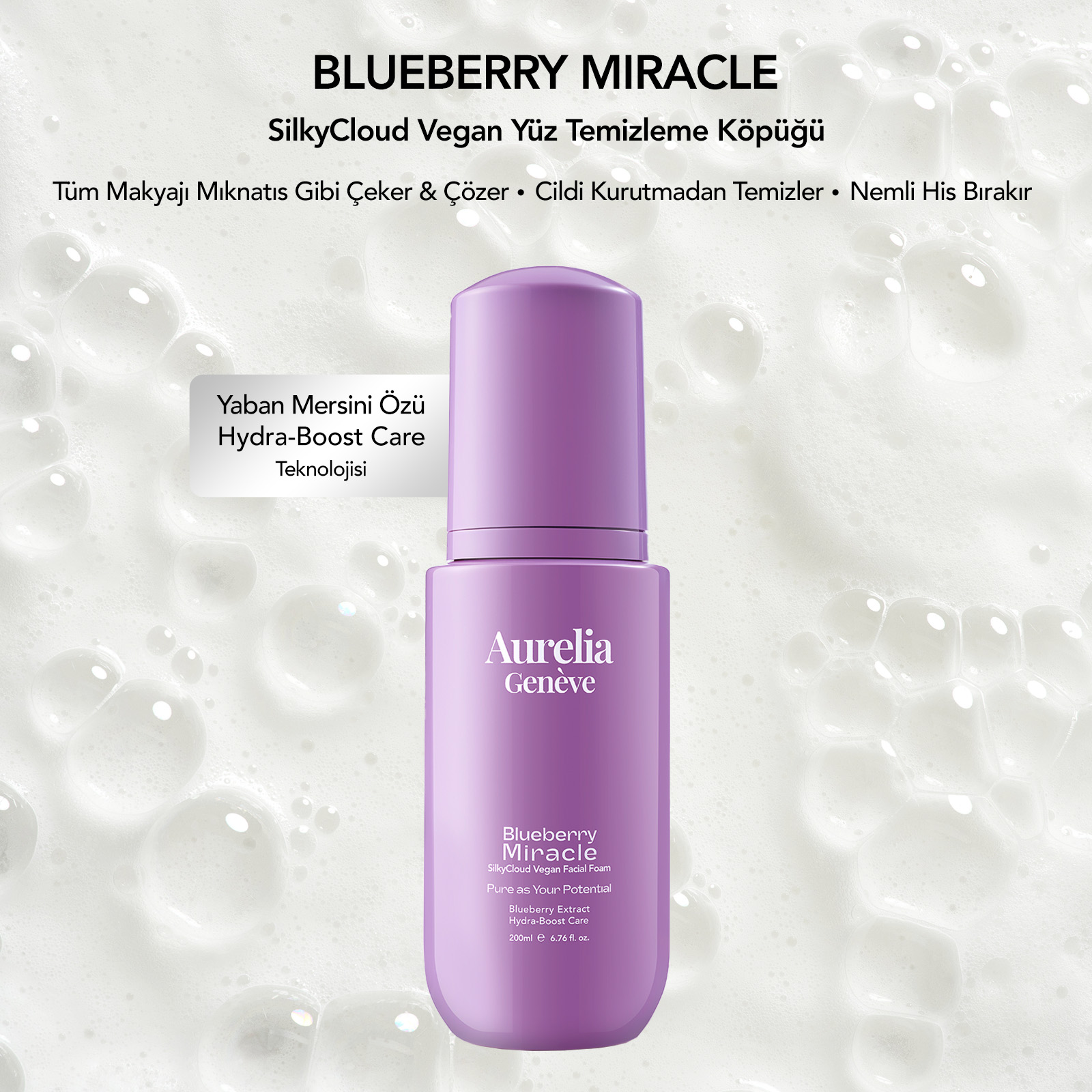 AURELIA GENÈVE - BLUEBERRY MIRACLE - SILKYCLOUD VEGAN FACIAL FOAM - Nemlendirici Vegan Yüz Temizleme Köpüğü 