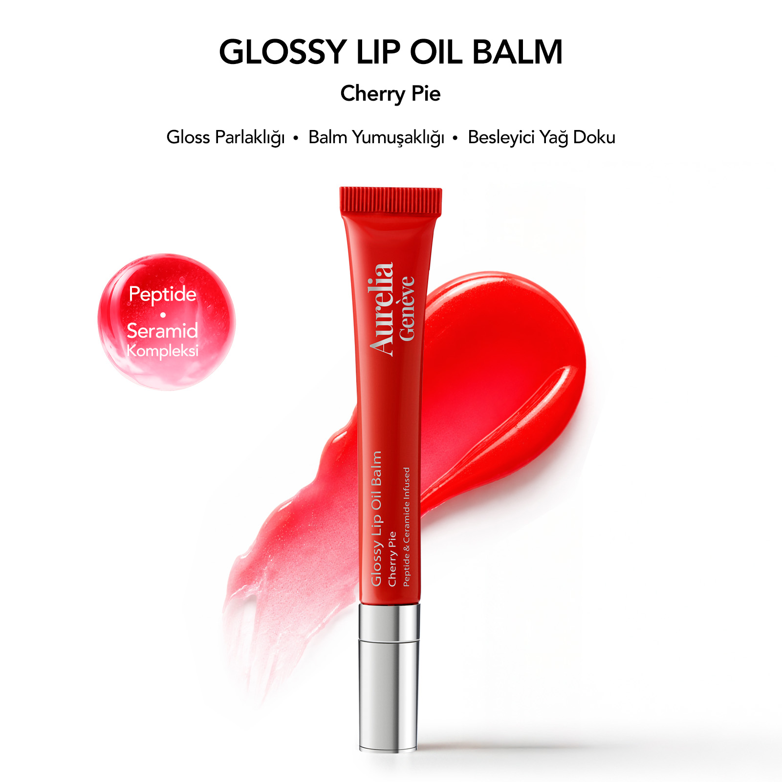 AURELIA GENÈVE - GLOSSY LIP OIL BALM - PEPTIDE & CERAMID INFUSED - Peptit & Seramid İçeren Nemlendirici Etkili Renkli Lip Balm