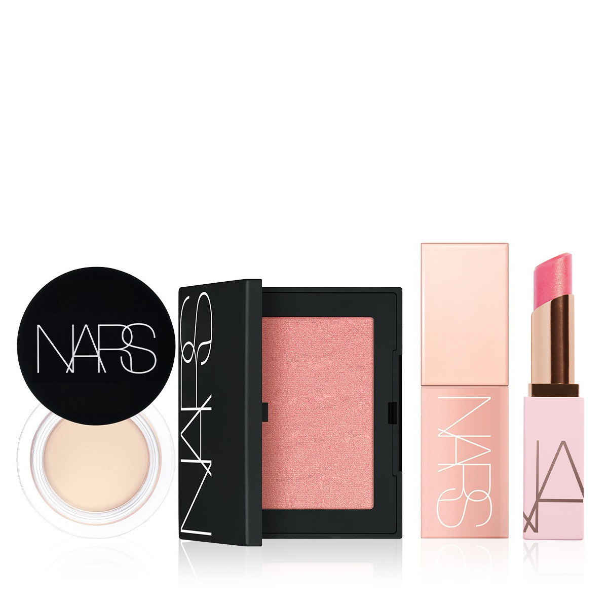 NARS - SOFTLY BLUSHED & BALM'D SET - Silgi Kapatıcı, Toz Allık, Likit Allık & Dudak Balmı Seti