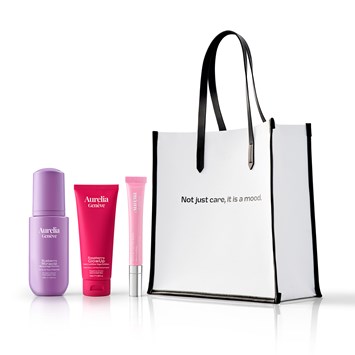 AURELIA GENÈVE - THE GLOW ROUTINE SET WITH MOODTOTE - Temizleme Köpüğü, Peeling, & Nemlendirici Etkili Lip Balm Seti