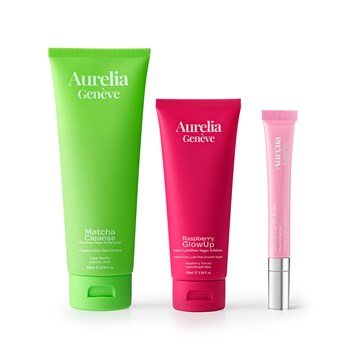 AURELIA GENÈVE - THE MOODBOOST ESSENTIALS SET - Temizleme Jeli, Peeling & Nemlendirici Etkili Lip Balm Seti