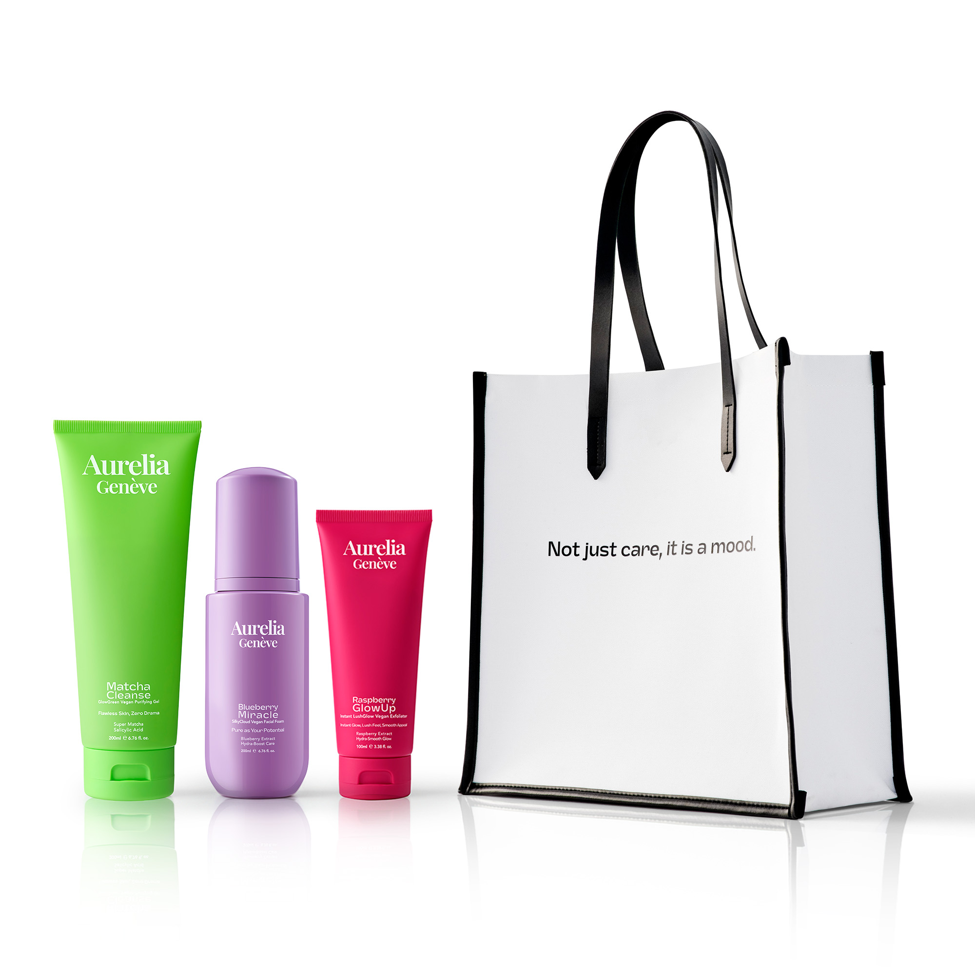 AURELIA GENÈVE - THE SKIN SNACK SET WITH MOODTOTE - Temizleme Jeli ve Köpüğü & Peeling İçeren Komple Bakım Seti