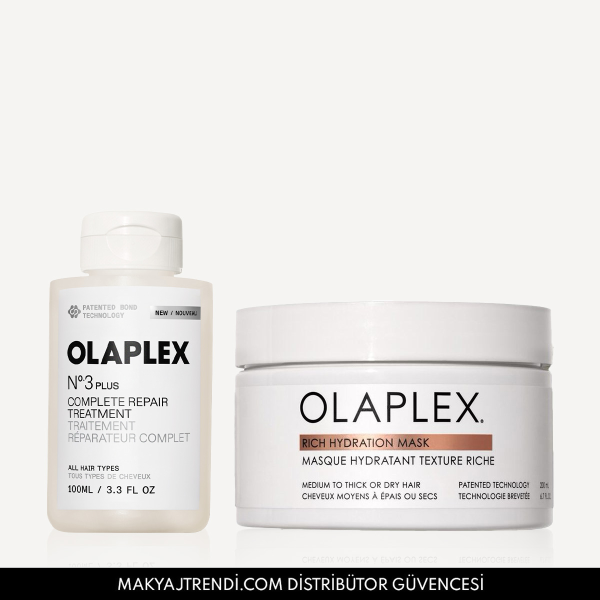 OLAPLEX - BOND TREATMENT DUO - Kalın Telli Saçlar İçin Bağ Güçlendirici, Anında Yoğun Onarıcı & Besleyici Bakım Seti