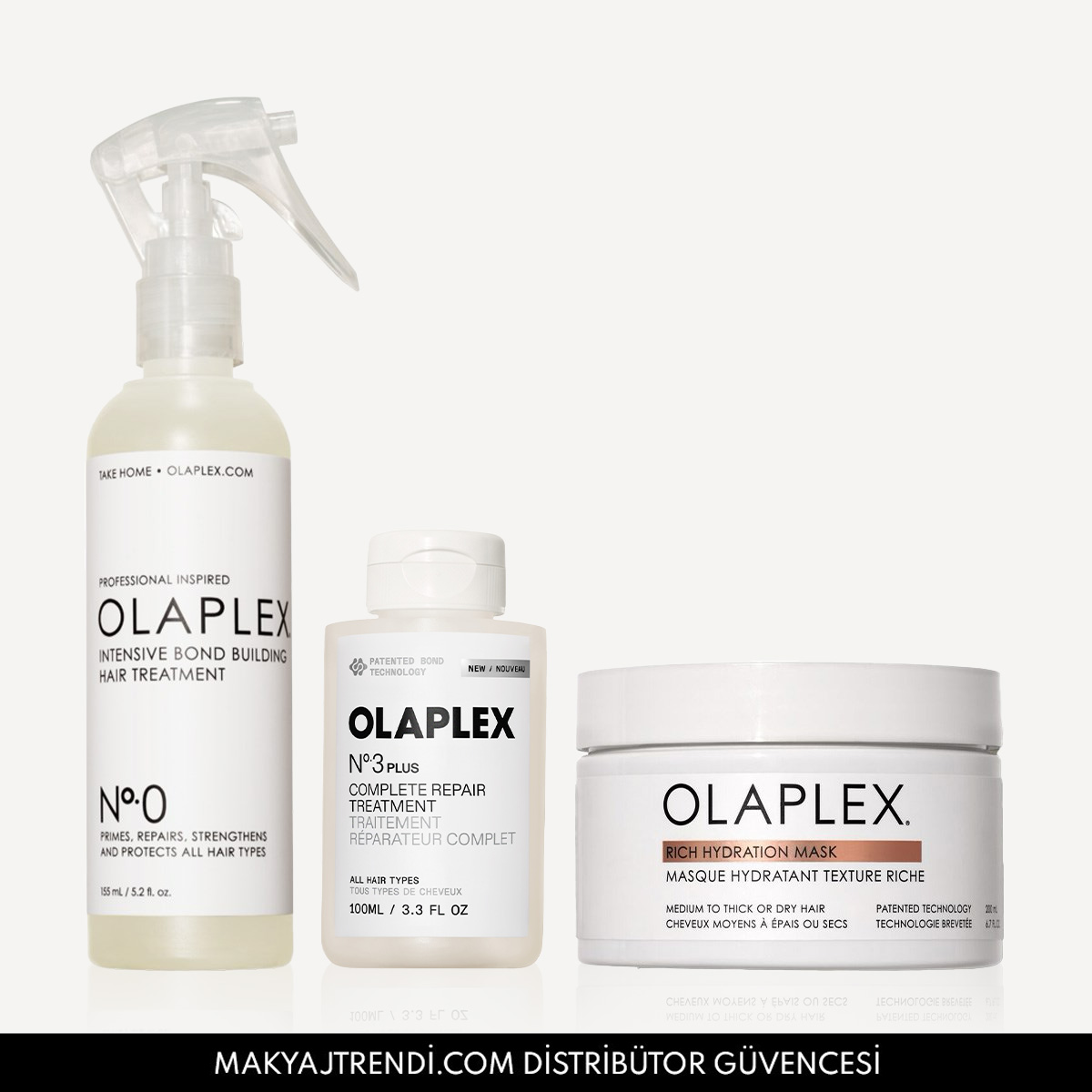 OLAPLEX - LOCK THE MOISTURE SET - Kalın Telli Saçlar İçin Yoğun Onarıcı & Bağ Güçlendiren & Nem Veren Bakım Seti
