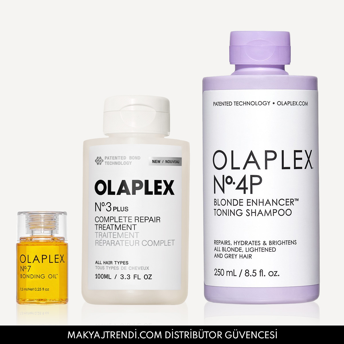 OLAPLEX - STRONG BLONDES & GREYS KIT - Sarı & Gri Saçların Rengini Koruyan & Parlaklaştıran & Bağ Güçlendirici Saç Bakım Seti