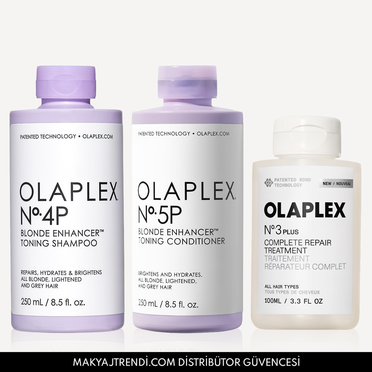 OLAPLEX - THE BLONDE & GREY HAIR-STRENGTHENING SYSTEM - Sarı & Gri Saçların Rengini Koruyan & Bağ Güçlendirici Saç Bakım Seti