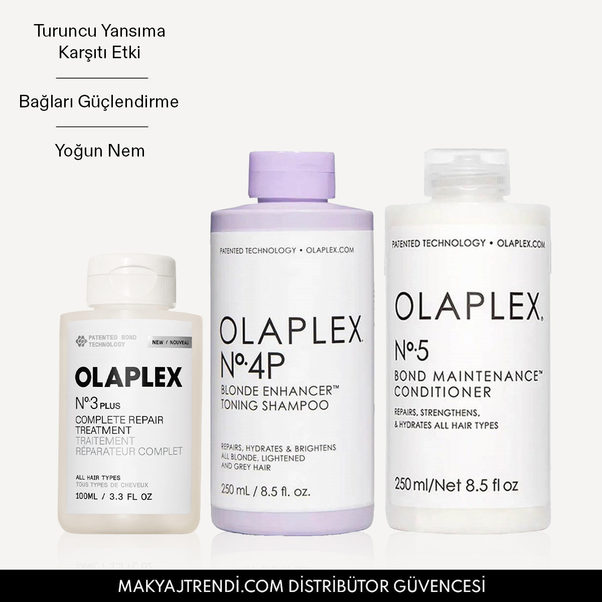 OLAPLEX - THE BLONDE MAINTENANCE SYSTEM - Sarı Saçların Rengini Koruyan & Bağ Güçlendiren Bakım Seti