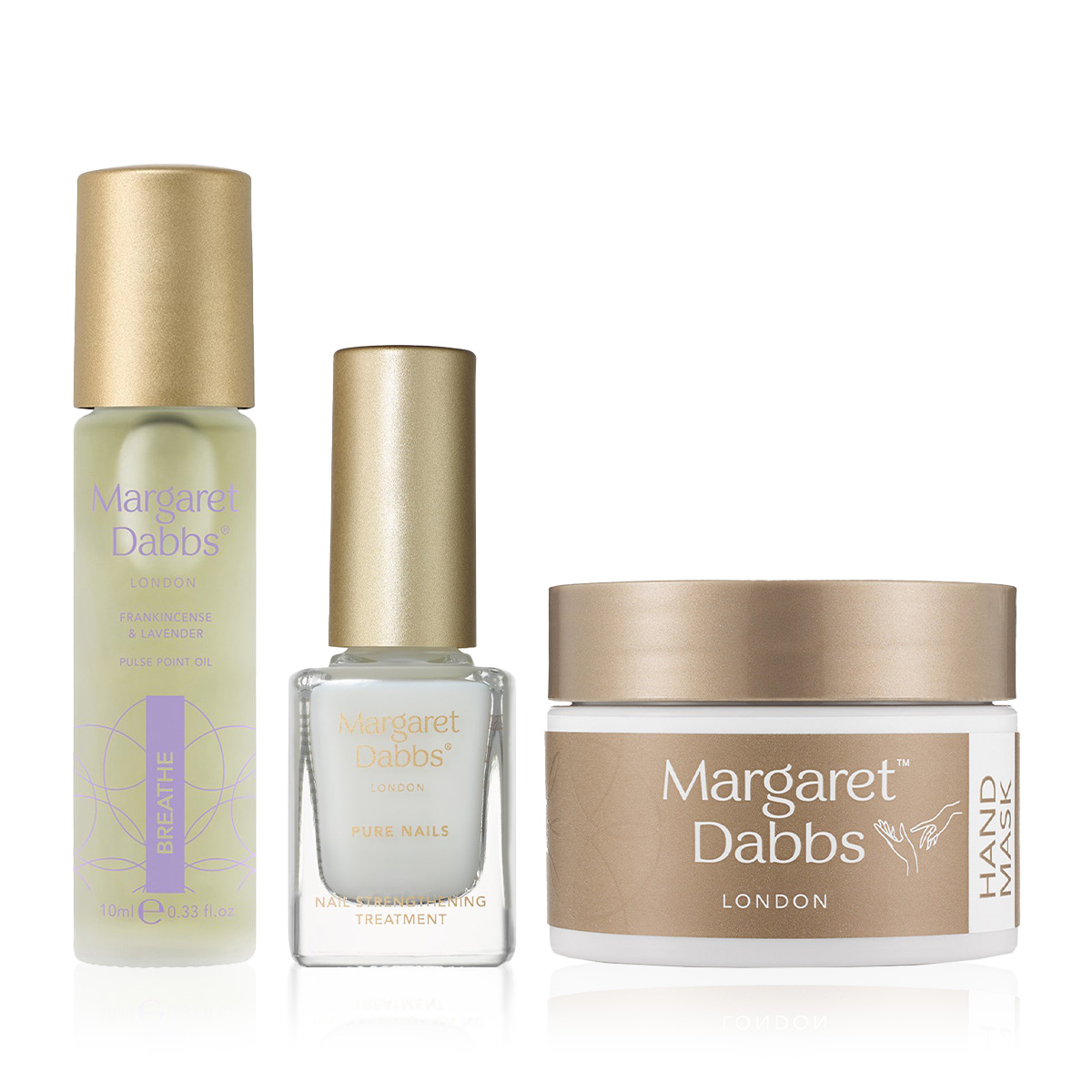 MARGARET DABBS LONDON - SOFT TOUCH HAND CARE RITUAL - Tırnak Güçlendirici Bakım Jeli & Sakinleştirici Yağ & Gece El Maskesi Seti