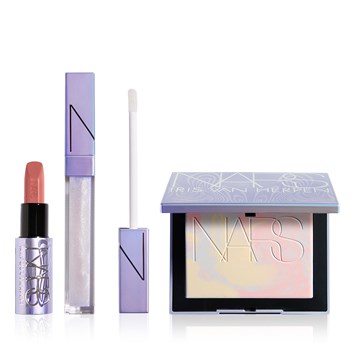 NARS - SIGNATURE GLOW SET - Sınırlı Sayıda Sabitleyici Transparan Pudra, Dolgun Gösteren Parlatıcı & Saten Bitişli Ruj Seti