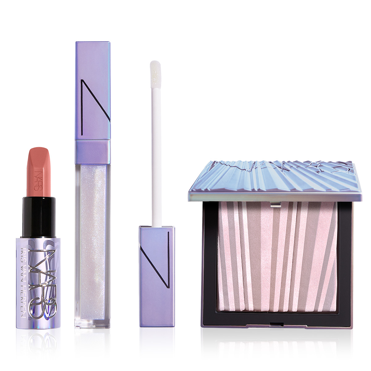 NARS - COMPLETE GLOW SET - Sınırlı Sayıda Işıltılı Yüz & Vücut Pudrası, Dolgun Gösteren Parlatıcı & Saten Bitişli Ruj Seti