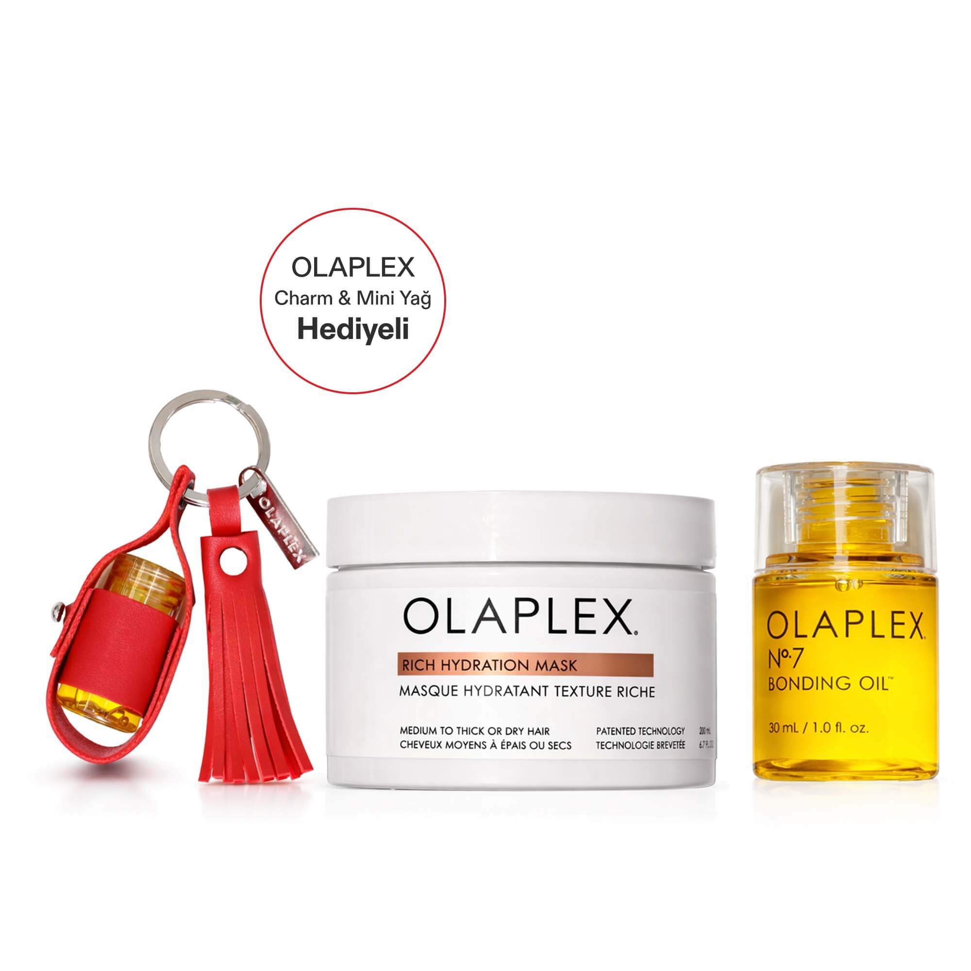 OLAPLEX - SMOOTH STYLE ICONS CHARM KIT - Kalın Telli Saçlar İçin Bağ Güçlendirici Saç Bakım Yağı & Besleyici Maske Seti
