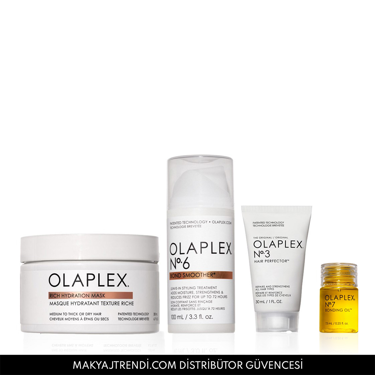 OLAPLEX - ANTI-FRIZZ & MAXIMIZE MOISTURE SET - Kalın Telli Saçlar İçin Bağ Güçlendirici, Besleyici, Elektriklenmeyi Önleyen Bakım Seti