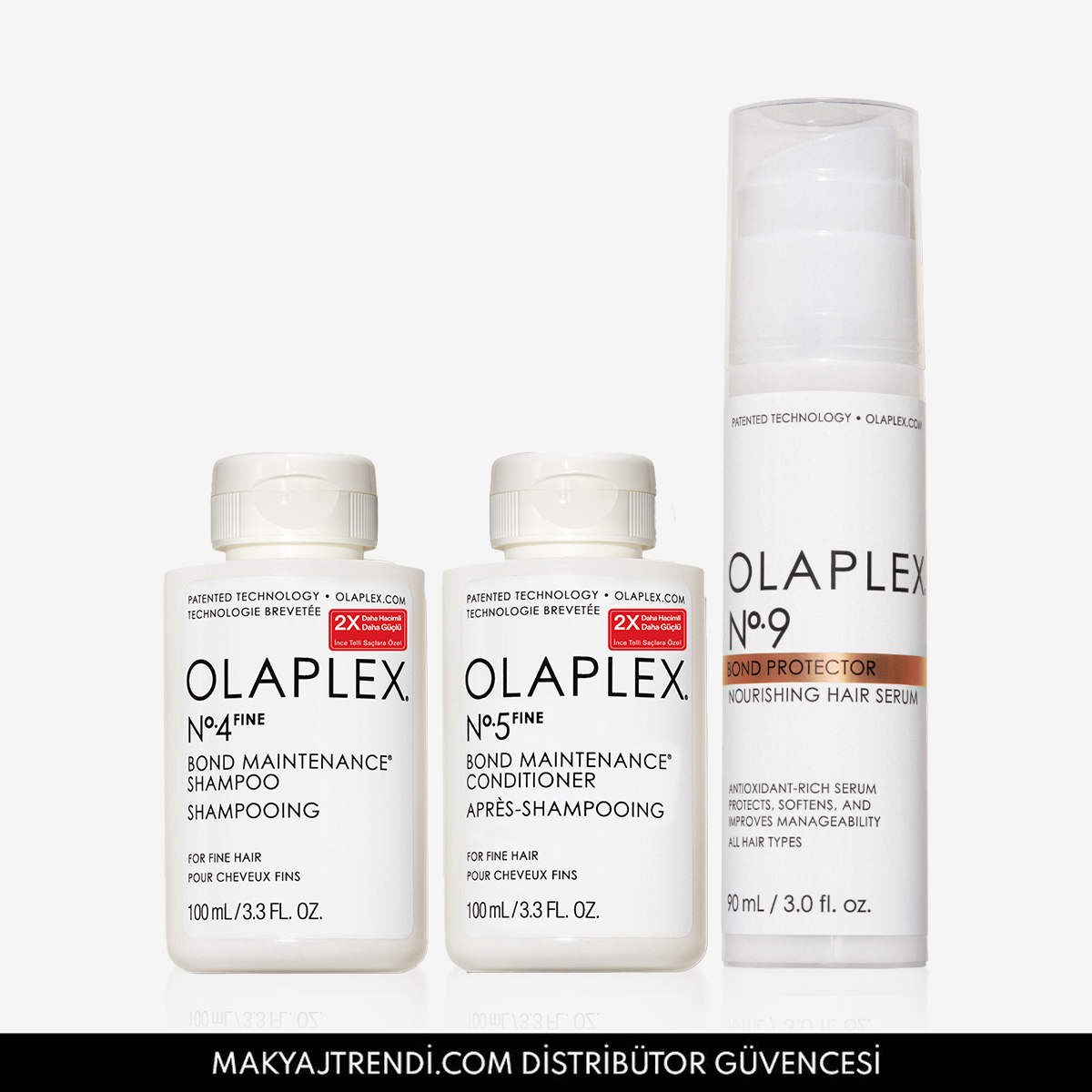 OLAPLEX - DAILY FINE SHIELD SET - İnce Telli Saçlar İçin Bağ Güçlendirici Şampuan, Saç Kremi & Besleyici Saç Serumu Seti