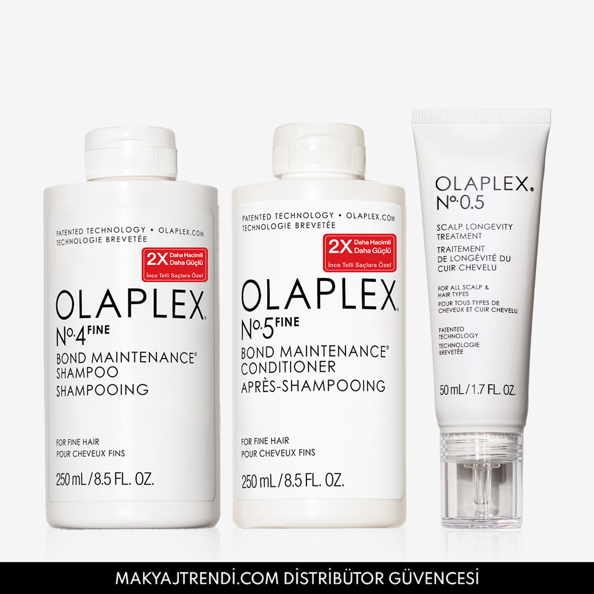 OLAPLEX - SCALP THERAPY FOR FINE HAIR TRIO - İnce Telli Saçlar İçin Şampuan, Saç Kremi & Yaşlanma Karşıtı Saç Derisi Serumu Seti