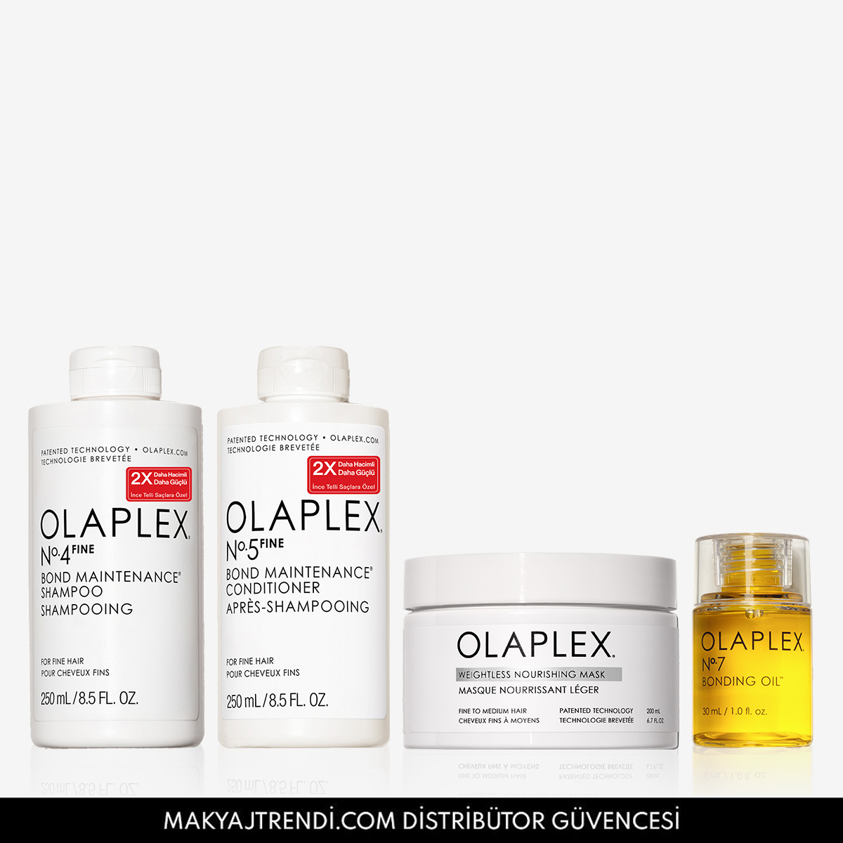 OLAPLEX - FINE HAIR TO MEDIUM HAIR MAINTENANCE SYSTEM - İnce & Orta Telli Saçlar İçin Bağ Güçlendirici, Onarıcı, Besleyici Bakım Seti