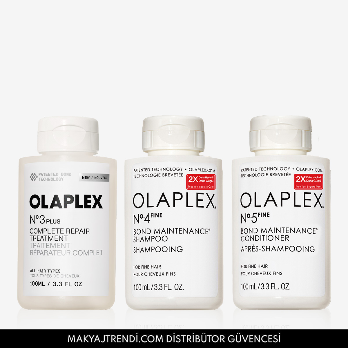OLAPLEX - FINE BOND MAINTENANCE SYSTEM TRAVEL TRIO - İnce Telli Saçlar İçin Anında Yoğun Onarıcı & Bağ Güçlendirici Saç Bakım Seti