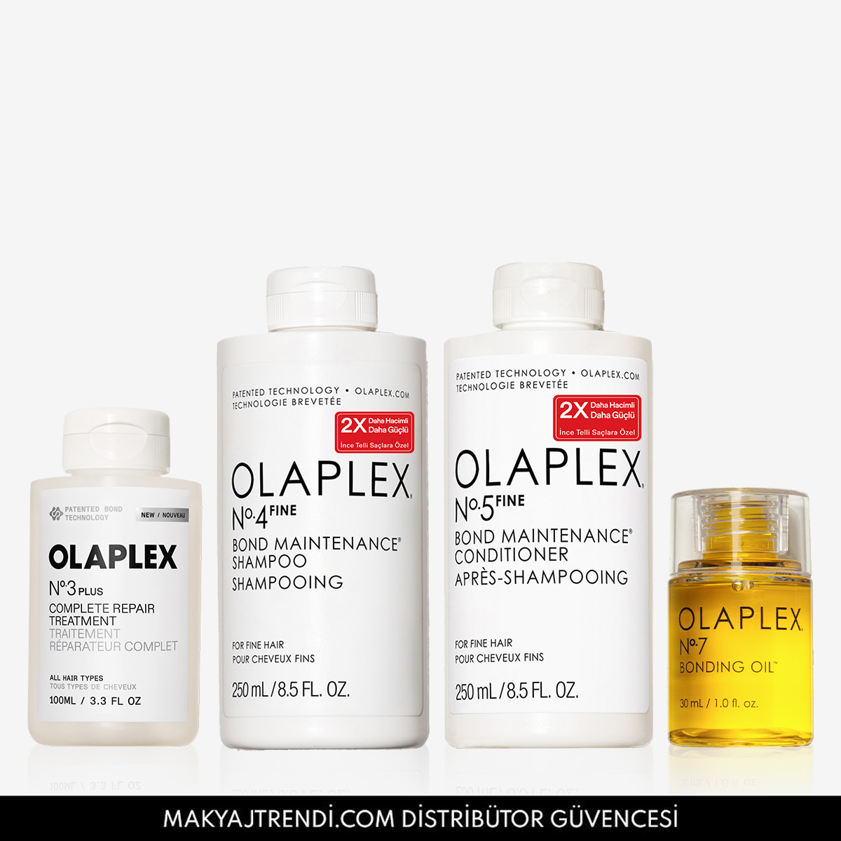 OLAPLEX - FINE HAIR BOOSTING SET - İnce Telli Saçlar İçin Anında Yoğun Onarıcı Bakım & Şampuan, Saç Kremi ve Saç Bakım Yağı Seti