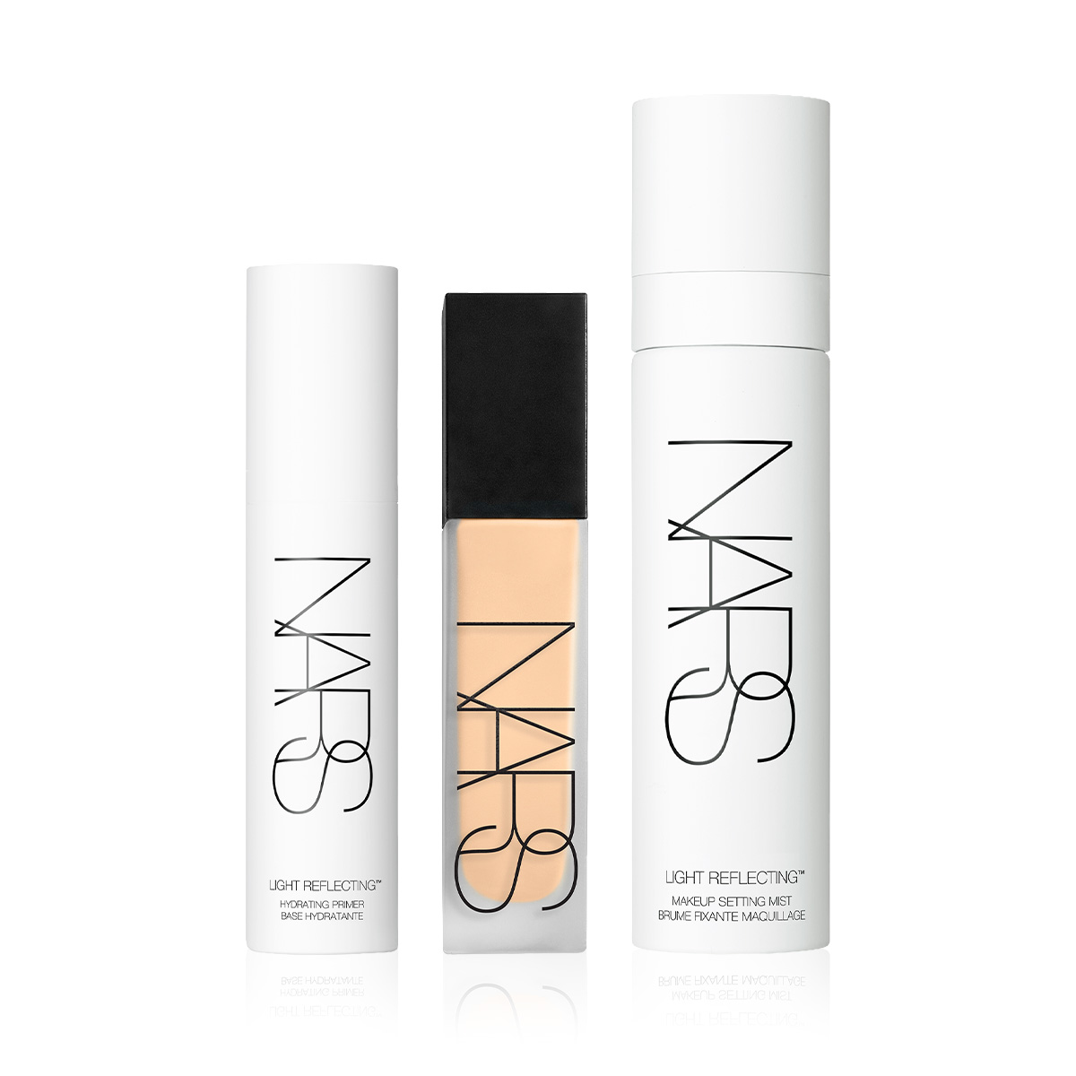 NARS - THE ALL DAY MATTE BUNDLE - Doğal Mat Bitişli Filtre Etkili Fondöten & Nemlendirici Etkili Makyaj Bazı & Makyaj Sabitleme Spreyi Seti