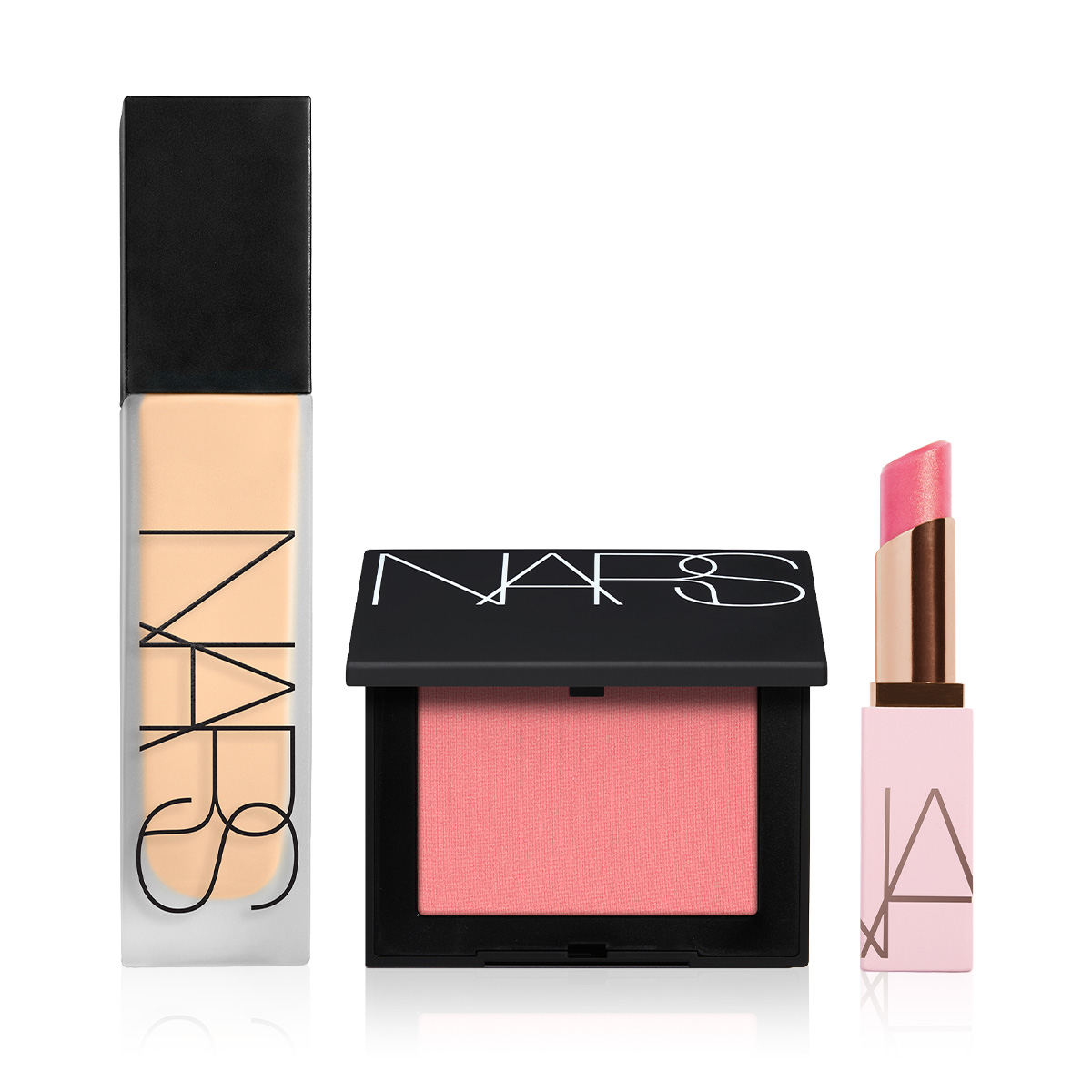 NARS - EVERYDAY GLOW BUNDLE - Doğal Mat Bitişli Filtre Etkili Fondöten & Toz Allık & Yoğun Nemlendirici Dudak Balmı Seti