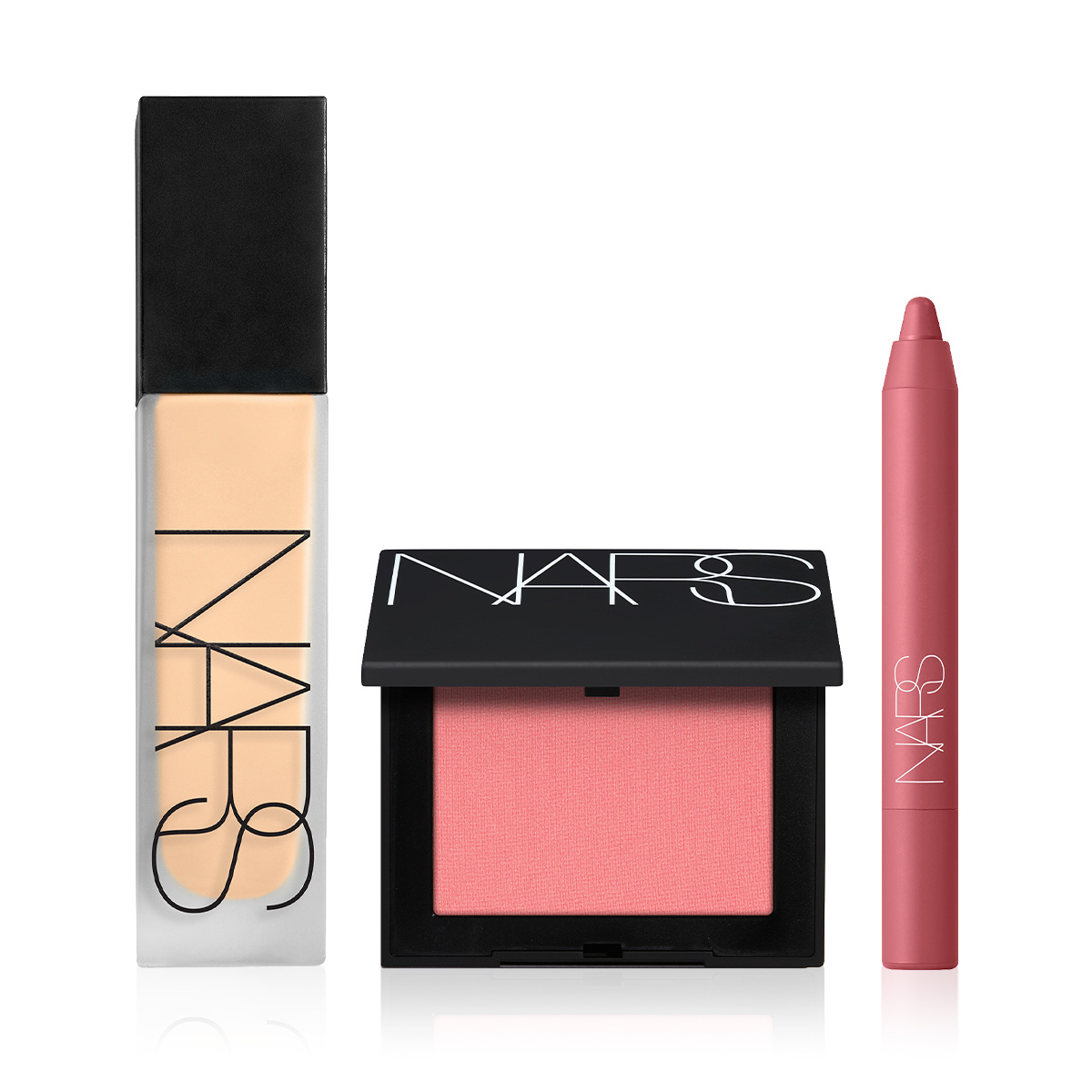 NARS - DEFINED MATTE BUNDLE - Doğal Mat Bitişli Filtre Etkili Fondöten & Toz Allık & Mat Bitişli Kalem Ruj Seti
