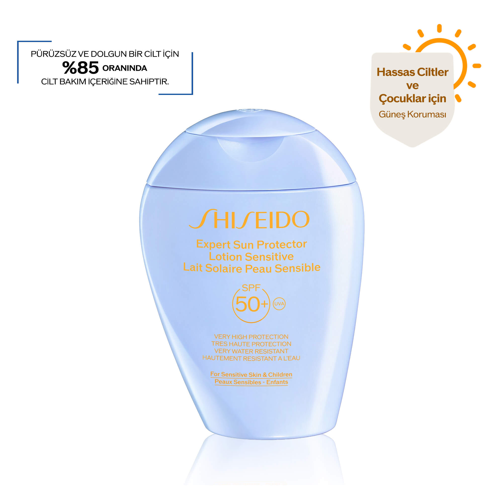SHISEIDO - EXPERT SUN PROTECTOR LOTION SENSITIVE SPF50+ - Hassas Ciltler & Çocuklar İçin Suya ve Isıya Çok Dayanıklı Güneşe Karşı Koruyucu Losyon SPF50+