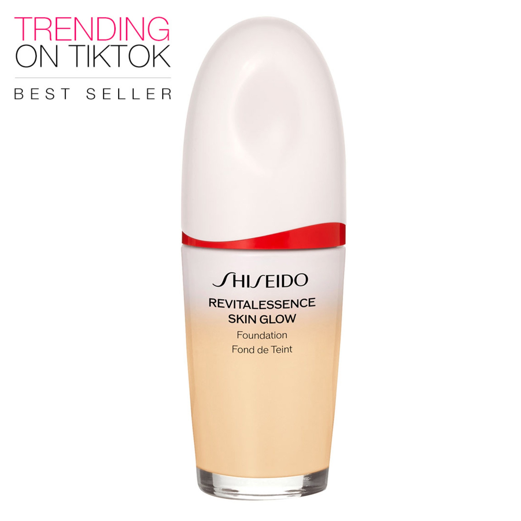 SHISEIDO - REVITALESSENCE SKIN GLOW FOUNDATION SPF 30 PA+++ - Fermente Kefir + ve Niasinamid İçeren, Cilt Bakım Etkili, Anında Parlaklık Veren, Nemli Bitişli, Orta Kapatıcılığa Sahip Fondöten