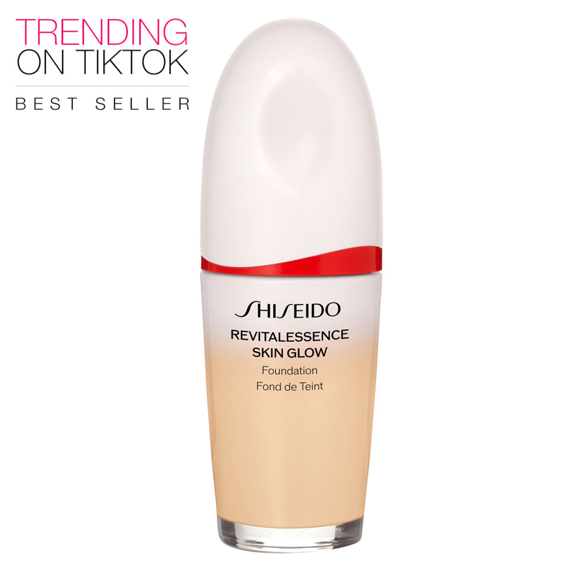 SHISEIDO - REVITALESSENCE SKIN GLOW FOUNDATION SPF 30 PA+++ - Fermente Kefir + ve Niasinamid İçeren, Cilt Bakım Etkili, Anında Parlaklık Veren, Nemli Bitişli, Orta Kapatıcılığa Sahip Fondöten