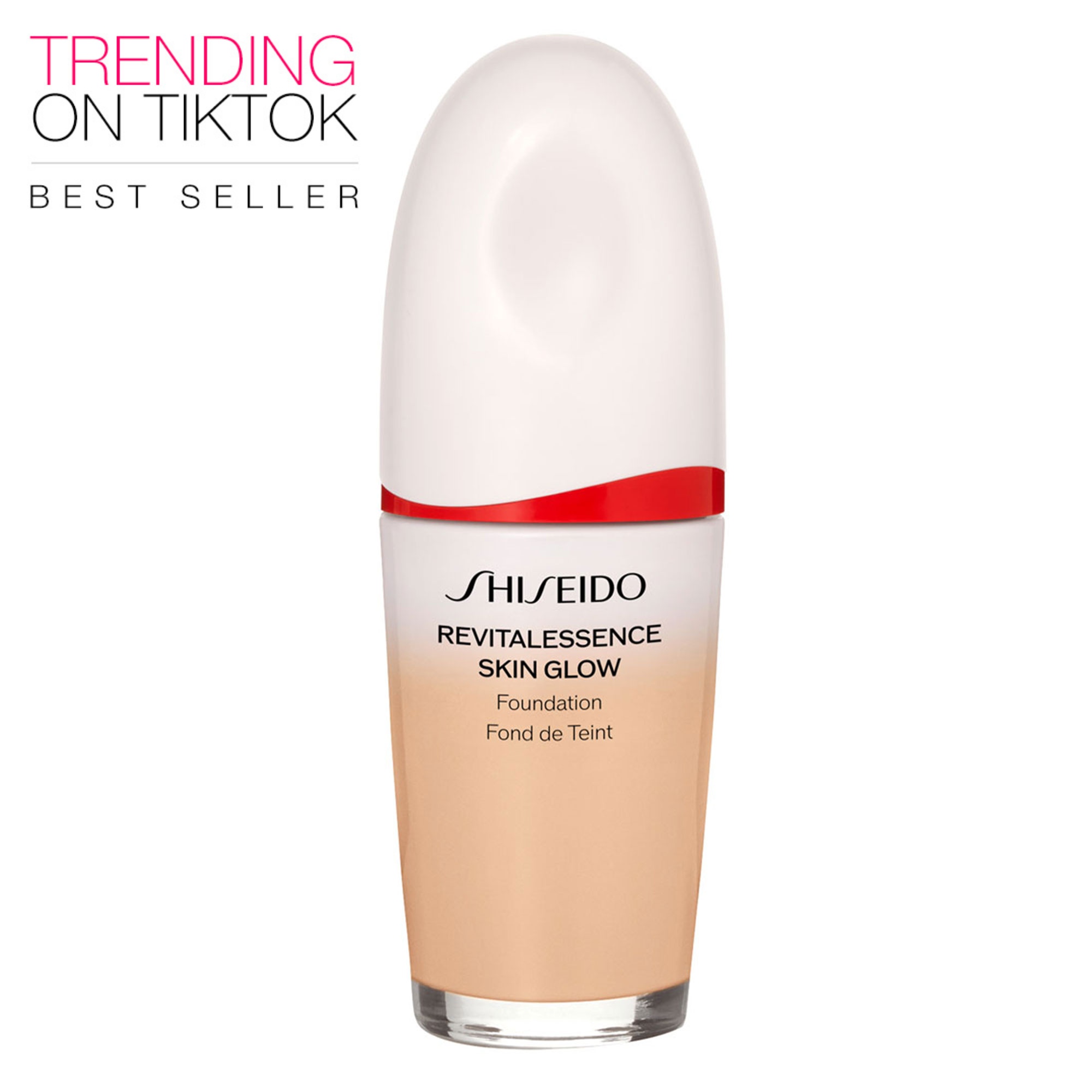 SHISEIDO - REVITALESSENCE SKIN GLOW FOUNDATION SPF 30 PA+++ - Fermente Kefir + ve Niasinamid İçeren, Cilt Bakım Etkili, Anında Parlaklık Veren, Nemli Bitişli, Orta Kapatıcılığa Sahip Fondöten