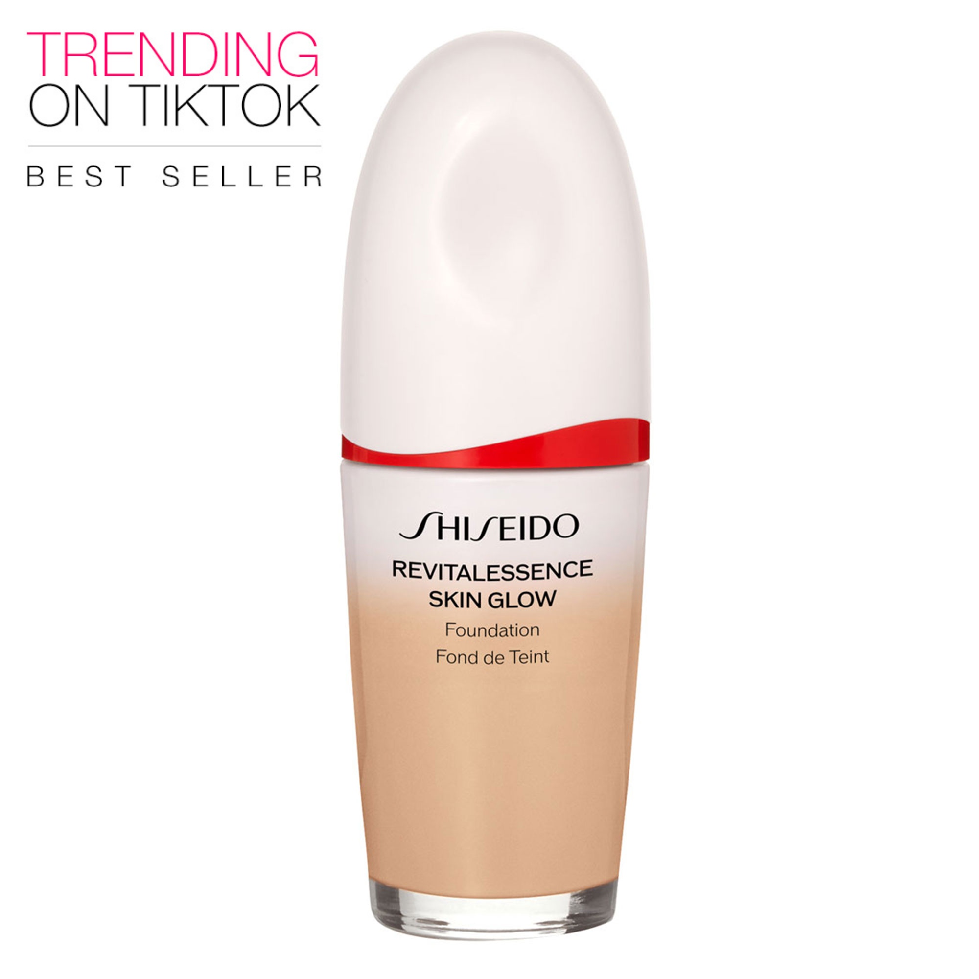 SHISEIDO - REVITALESSENCE SKIN GLOW FOUNDATION SPF 30 PA+++ - Fermente Kefir + ve Niasinamid İçeren, Cilt Bakım Etkili, Anında Parlaklık Veren, Nemli Bitişli, Orta Kapatıcılığa Sahip Fondöten