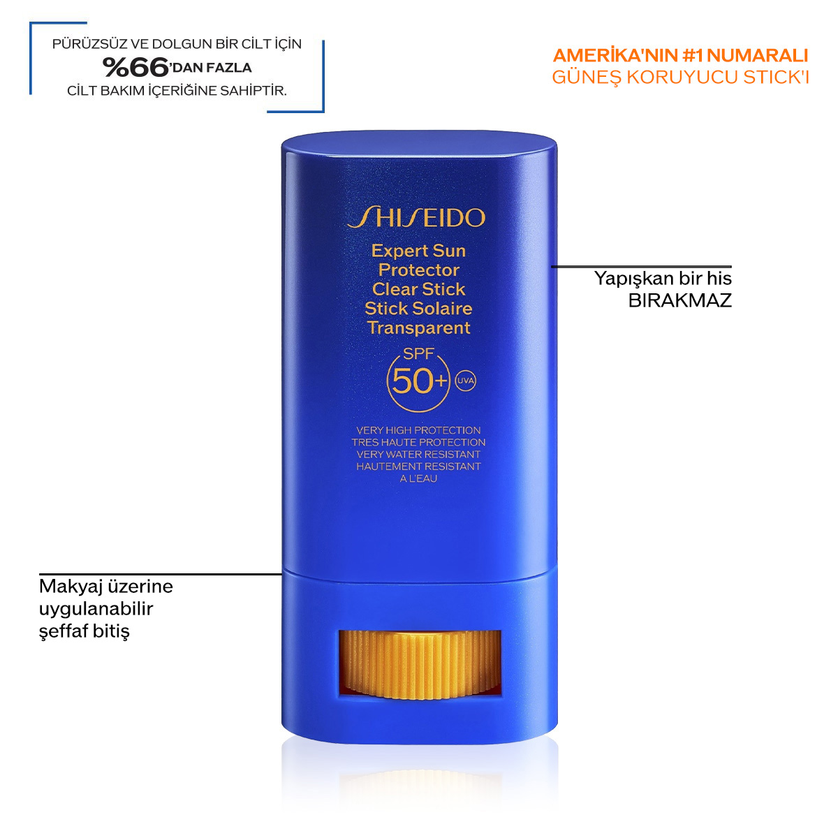 SHISEIDO - EXPERT SUN PROTECTOR CLEAR STICK SPF50+ - %65 Cilt Bakım İçerikli, Transparan, Makyaj Üstüne Uygulanabilen Yüksek Güneş Koruyucu Şeffaf Stik