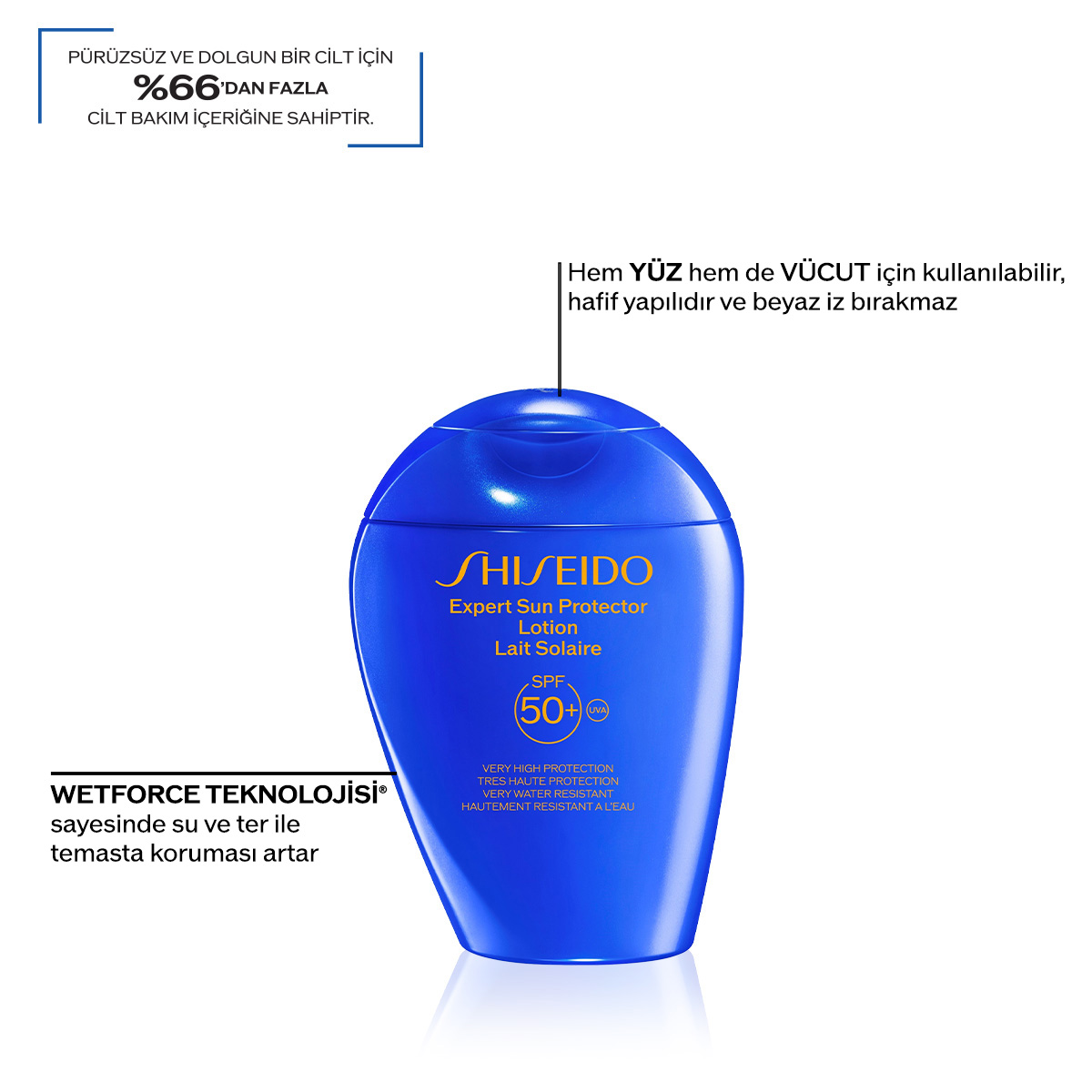 SHISEIDO - EXPERT SUN PROTECTOR LOTION SPF50+ - %65 Cilt Bakımı İçerikli, Suya ve Isıya Dayanıklı Güneş Koruyucu Losyon